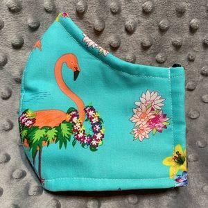 Women’s or Teen fabric face mask Teal Flamingo
